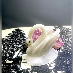🖤 Vintage 🦢 Swan 🖤 Carved Stone Swan Pen Holder Figurine Talisman Totem 🦢🦢